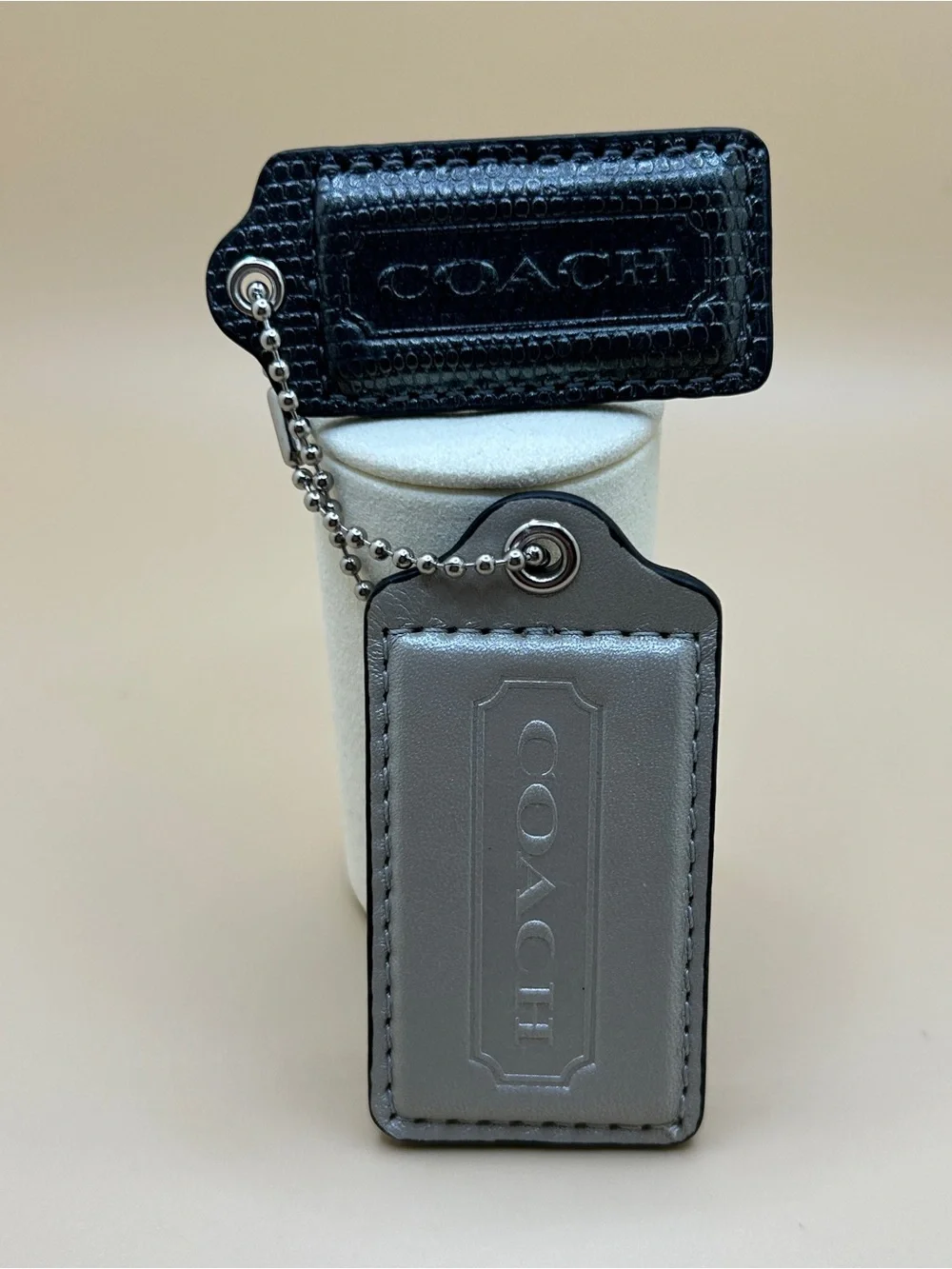 Two Authentic Coach Leather Bag Hang Tags